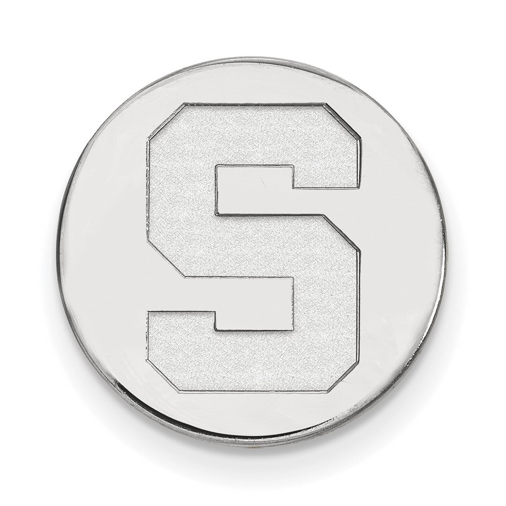 14K White Gold Michigan State Univ. Initial S 15mm Lapel or Tie Pin, Item M12019 by The Black Bow Jewelry Co.