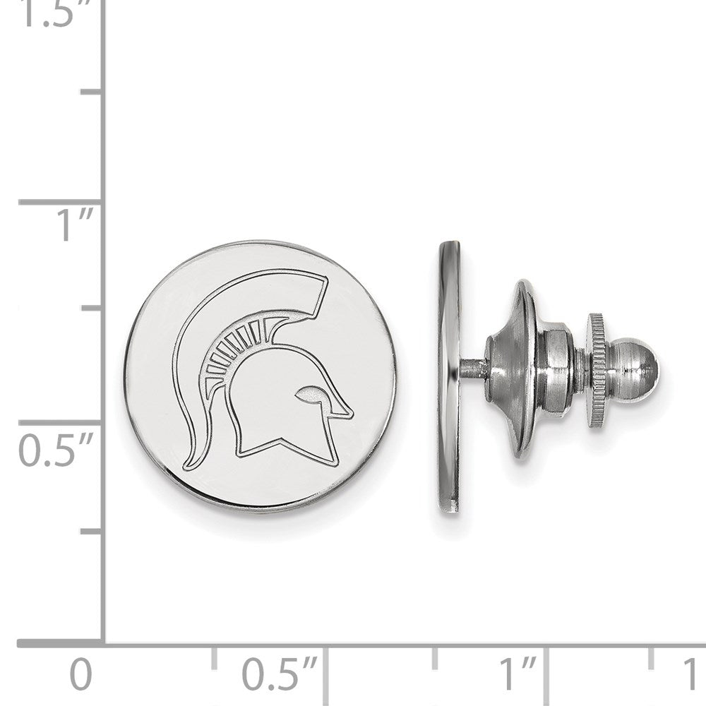 Alternate view of the 14K White Gold Michigan State University Spartan 15mm Lapel or Tie Pin by The Black Bow Jewelry Co.