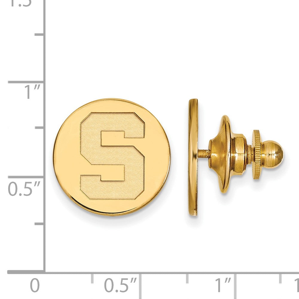 Alternate view of the 14K Gold Plated Silver Michigan State U Initial S 15mm Lapel / Tie Pin by The Black Bow Jewelry Co.