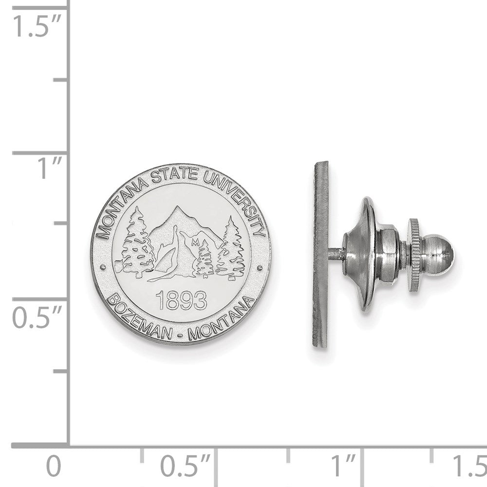 Alternate view of the 14K White Gold Montana State University Crest 15mm Lapel or Tie Pin by The Black Bow Jewelry Co.