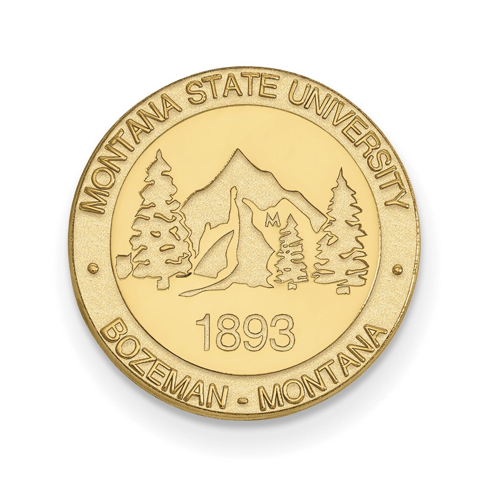 14K Yellow Gold Montana State University Crest 15mm Lapel or Tie Pin, Item M12028 by The Black Bow Jewelry Co.