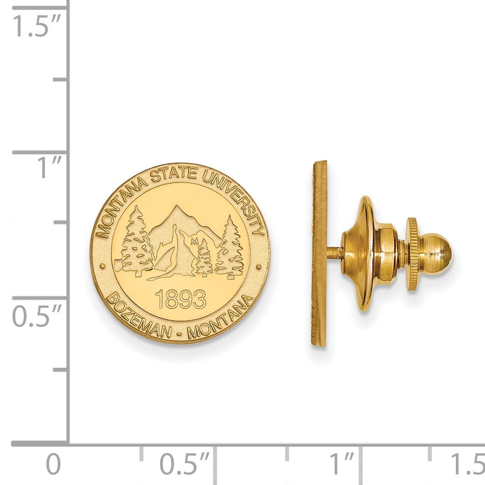 Alternate view of the 14K Gold Plated Silver Montana State U. Crest 15mm Lapel or Tie Pin by The Black Bow Jewelry Co.