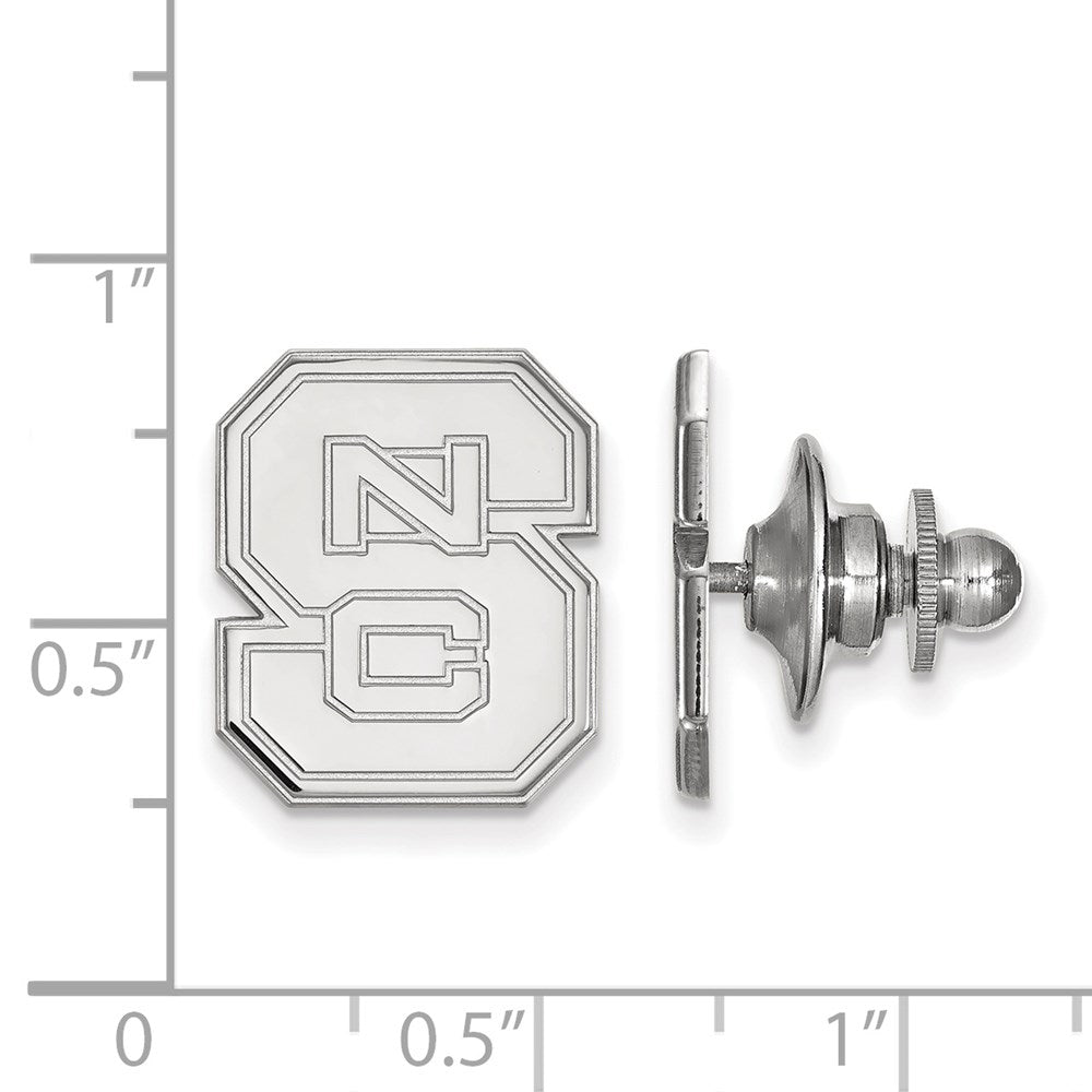 Alternate view of the 14K White Gold North Carolina State Univ. 15mm NCS Lapel or Tie Pin by The Black Bow Jewelry Co.