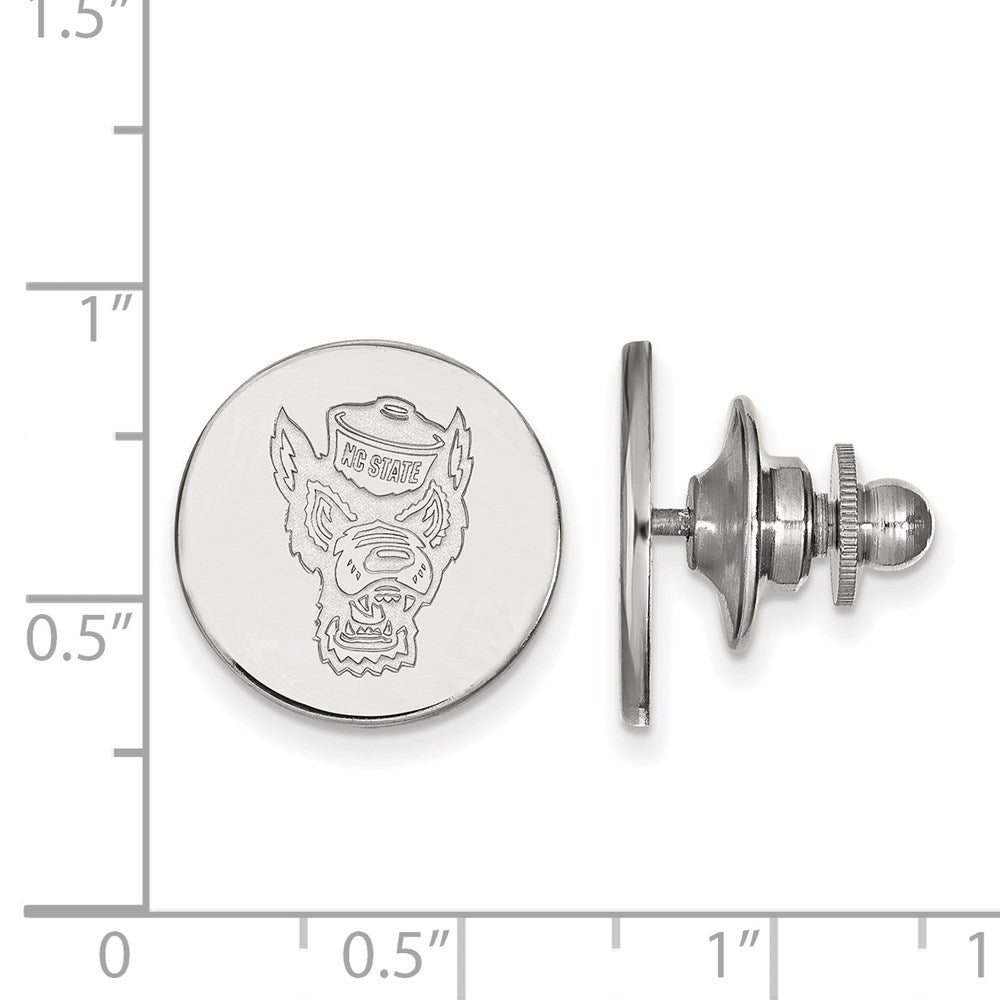 Alternate view of the 14K White Gold North Carolina State University 15mm Lapel or Tie Pin by The Black Bow Jewelry Co.