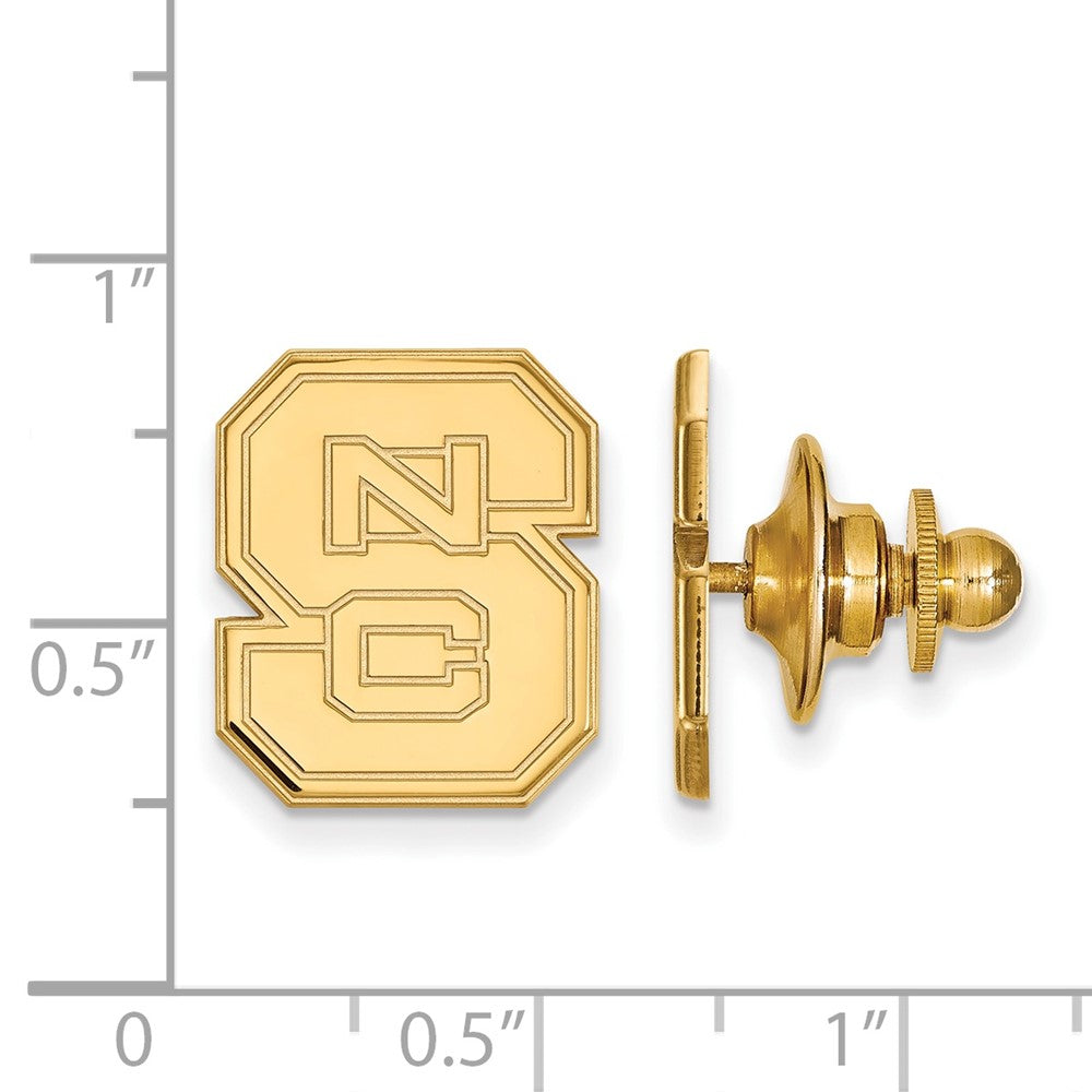 Alternate view of the 14K Yellow Gold North Carolina State Univ. 15mm NCS Lapel or Tie Pin by The Black Bow Jewelry Co.