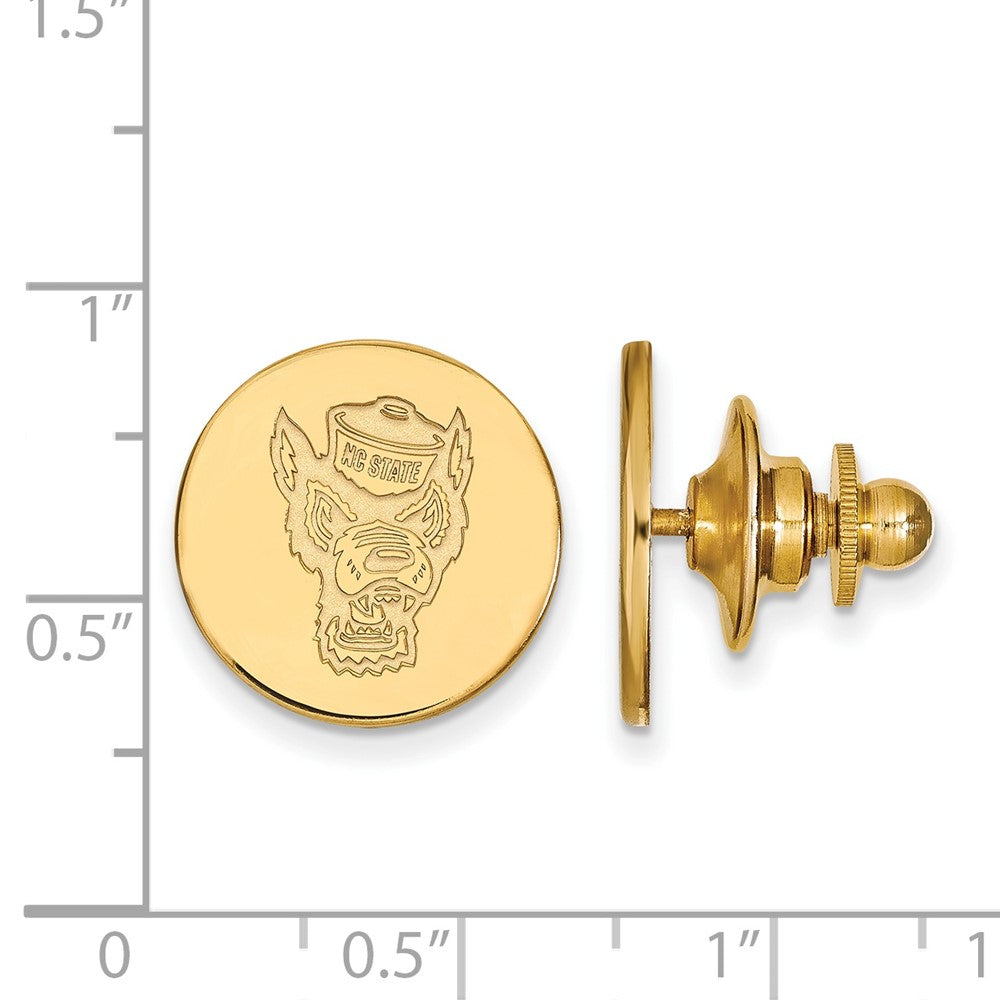 Alternate view of the 14K Gold Plated Silver North Carolina State U. 15mm Lapel or Tie Pin by The Black Bow Jewelry Co.