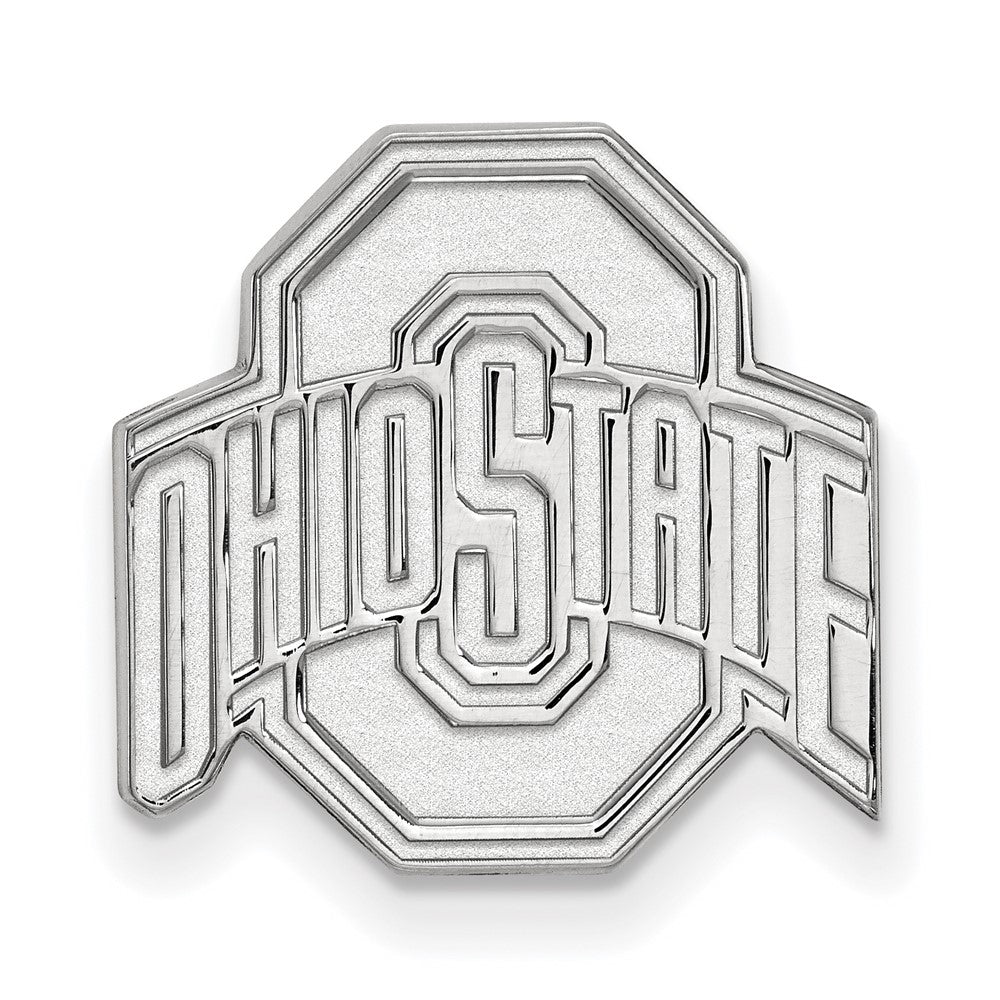 14K White Gold Ohio State University 15mm Lapel or Tie Pin, Item M12043 by The Black Bow Jewelry Co.