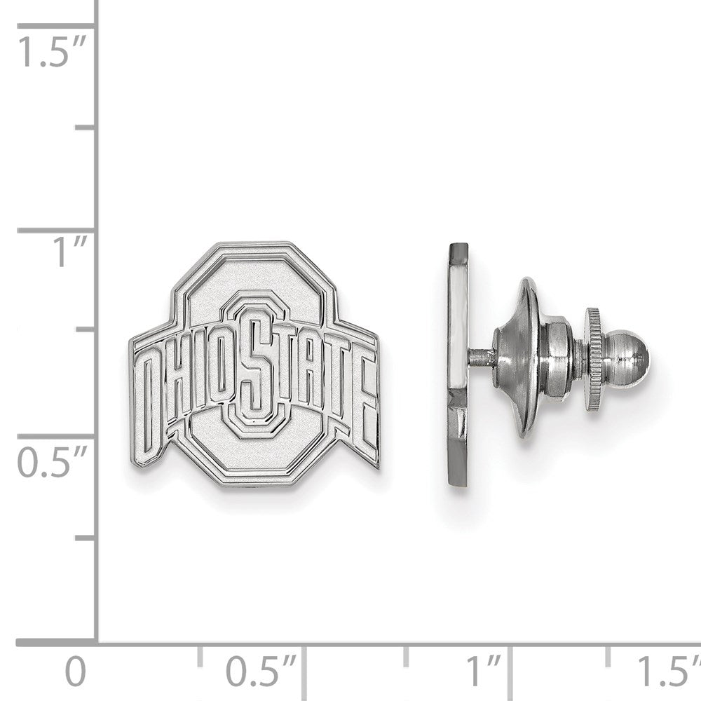 Alternate view of the 14K White Gold Ohio State University 15mm Lapel or Tie Pin by The Black Bow Jewelry Co.