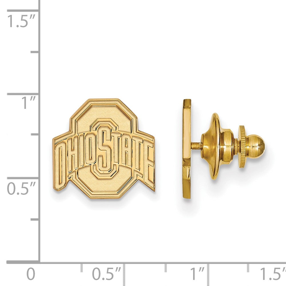 Alternate view of the 14K Yellow Gold Ohio State University 15mm Lapel or Tie Pin by The Black Bow Jewelry Co.