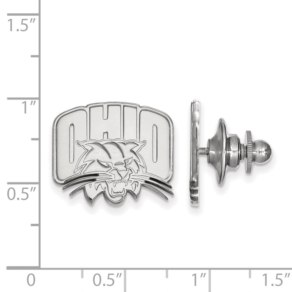 Alternate view of the 14K White Gold Ohio University 18mm Lapel or Tie Pin by The Black Bow Jewelry Co.