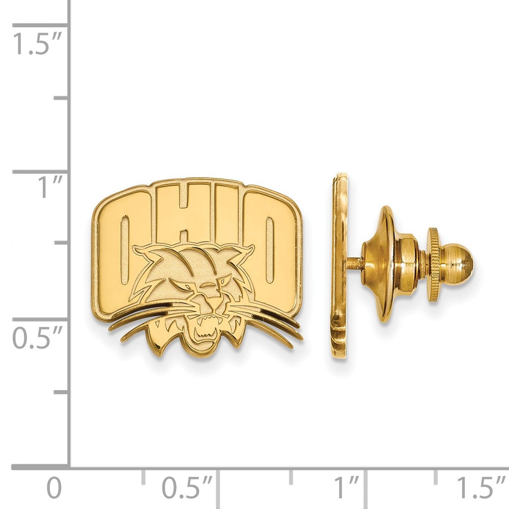 Alternate view of the 14K Yellow Gold Ohio University 18mm Lapel or Tie Pin by The Black Bow Jewelry Co.