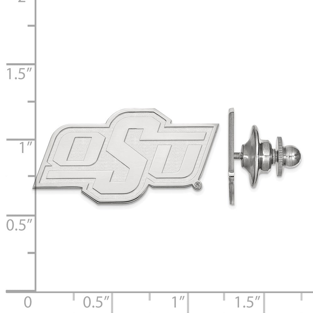 Alternate view of the 14K White Gold Oklahoma State University 29mm Lapel or Tie Pin by The Black Bow Jewelry Co.