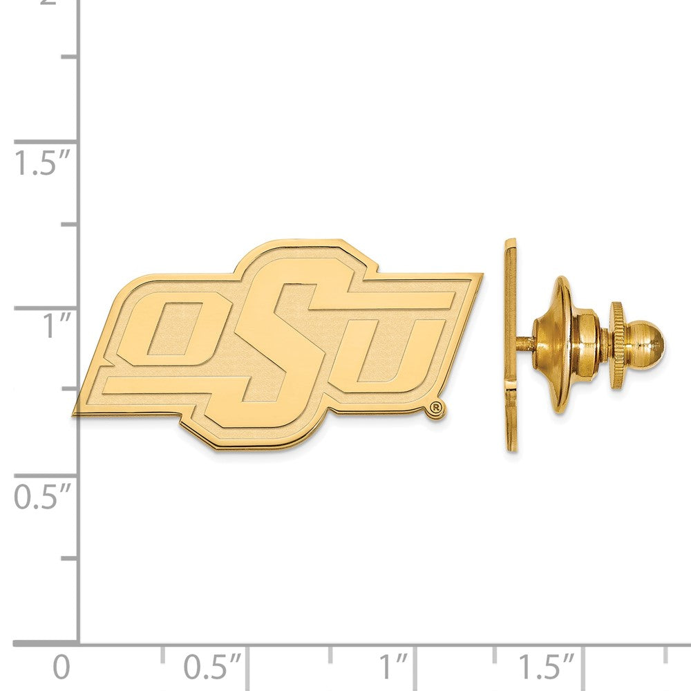 Alternate view of the 14K Yellow Gold Oklahoma State University 29mm Lapel or Tie Pin by The Black Bow Jewelry Co.