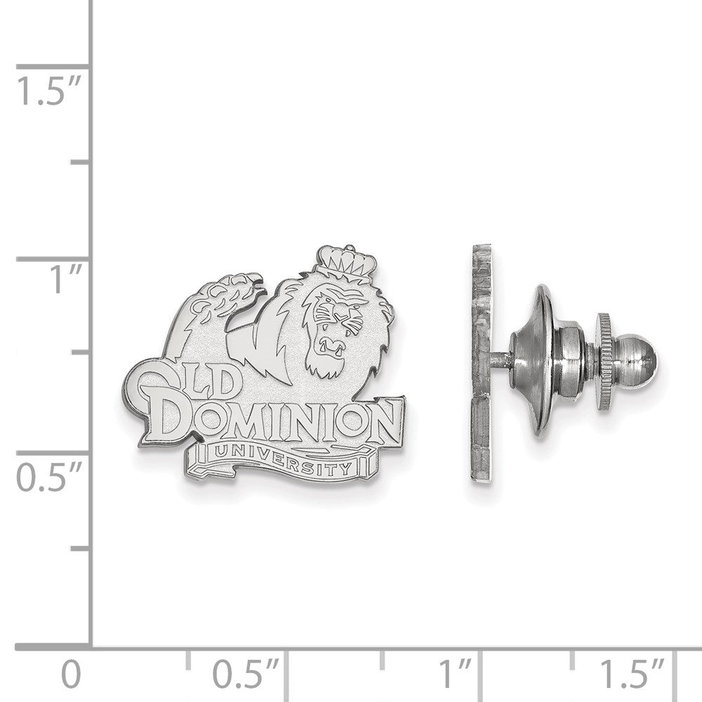 Alternate view of the 14K White Gold Old Dominion University 18mm Lapel or Tie Pin by The Black Bow Jewelry Co.