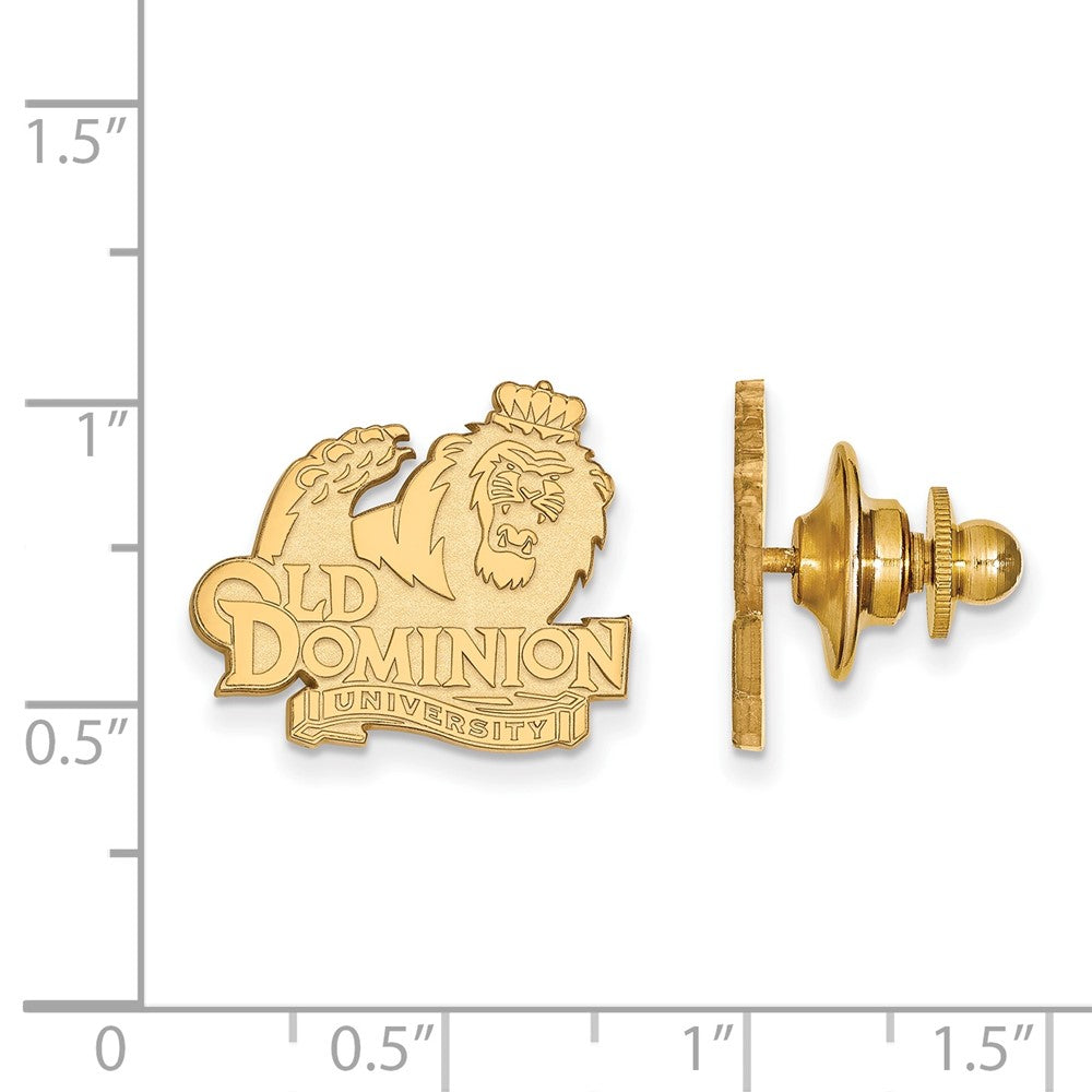Alternate view of the 14K Yellow Gold Old Dominion University 18mm Lapel or Tie Pin by The Black Bow Jewelry Co.