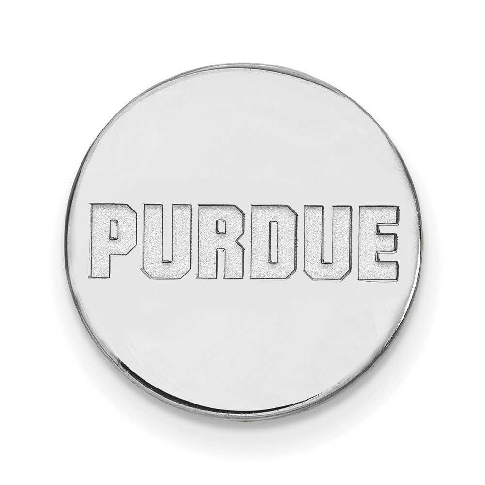 14K White Gold Purdue University 15mm Disc Lapel or Tie Pin, Item M12069 by The Black Bow Jewelry Co.