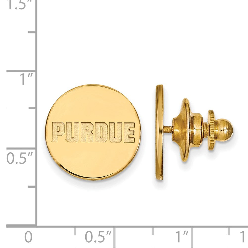 Alternate view of the 14K Yellow Gold Purdue University 15mm Disc Lapel or Tie Pin by The Black Bow Jewelry Co.