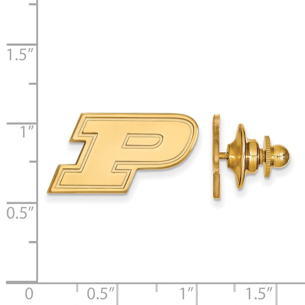 Alternate view of the 14K Gold Plated Silver Purdue University 23mm Initial P Lapel/ Tie Pin by The Black Bow Jewelry Co.