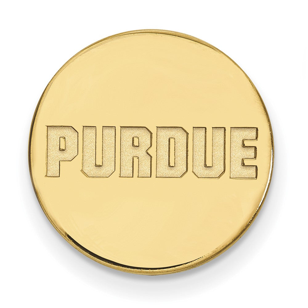 14K Gold Plated Silver Purdue University 15mm Disc Lapel or Tie Pin, Item M12075 by The Black Bow Jewelry Co.