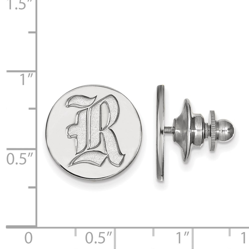 Alternate view of the 14K White Gold Rice University 15mm Lapel or Tie Pin by The Black Bow Jewelry Co.