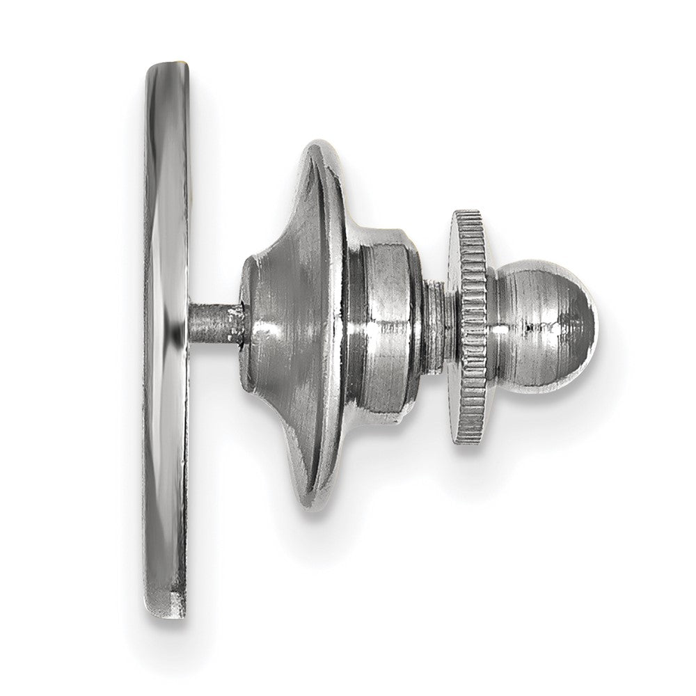 Alternate view of the 14K White Gold Rutgers University 15mm Initial R Lapel or Tie Pin by The Black Bow Jewelry Co.