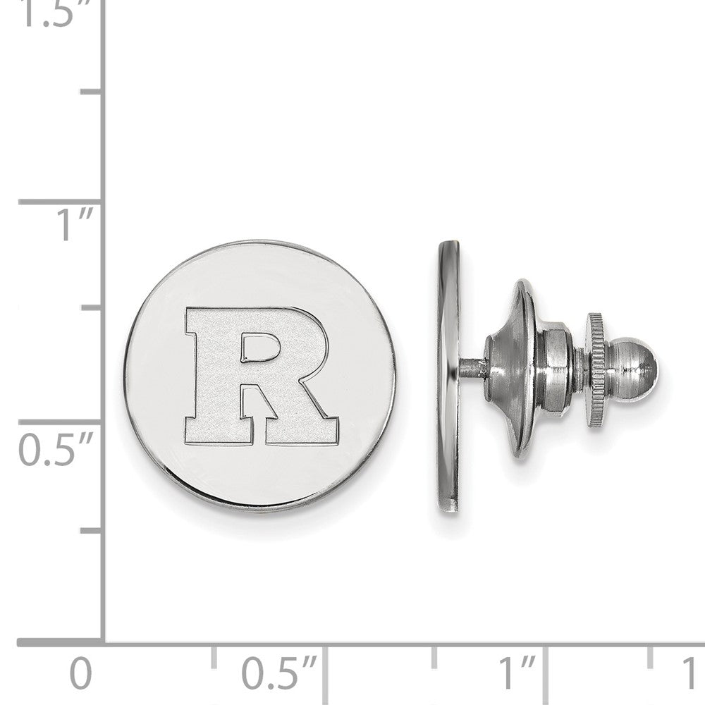 Alternate view of the 14K White Gold Rutgers University 15mm Initial R Lapel or Tie Pin by The Black Bow Jewelry Co.