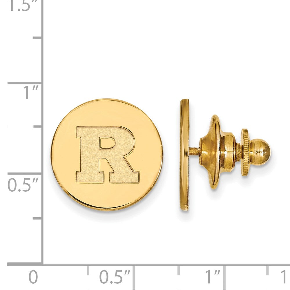 Alternate view of the 14K Yellow Gold Rutgers University 15mm Initial R Lapel or Tie Pin by The Black Bow Jewelry Co.