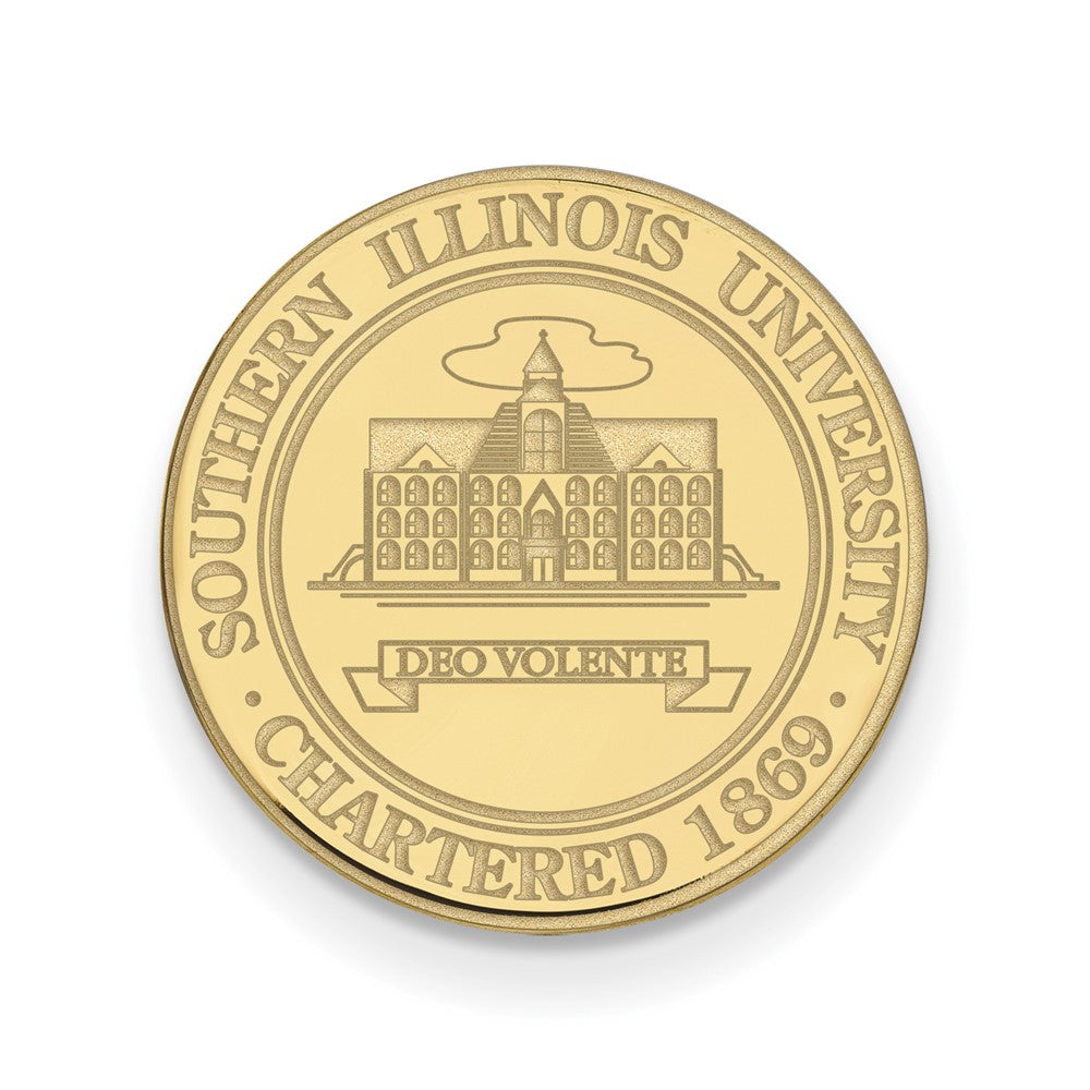 14K Yellow Gold Southern Illinois Univ Crest 15mm Lapel or Tie Pin, Item M12088 by The Black Bow Jewelry Co.