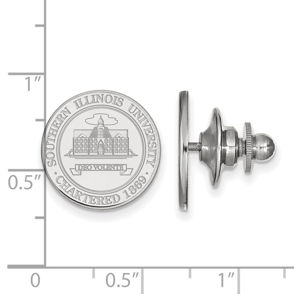 Alternate view of the Sterling Silver Southern Illinois Univ Crest 15mm Lapel or Tie Pin by The Black Bow Jewelry Co.