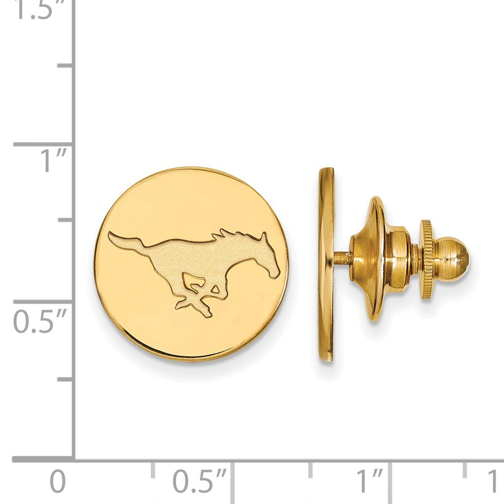 Alternate view of the 14K Gold Plated Silver Southern Methodist Univ 15mm Lapel or Tie Pin by The Black Bow Jewelry Co.