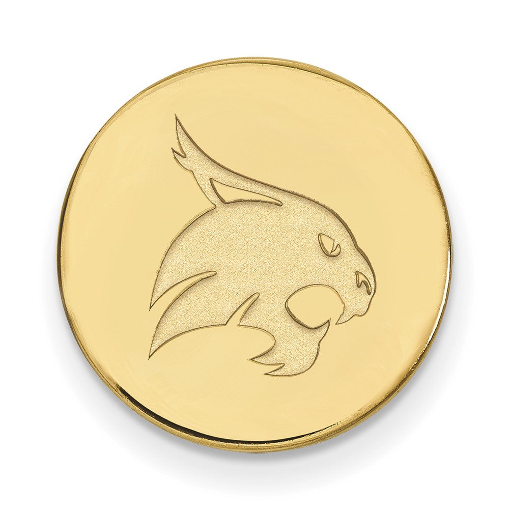 14K Gold Plated Silver Texas State University 15mm Lapel or Tie Pin, Item M12097 by The Black Bow Jewelry Co.