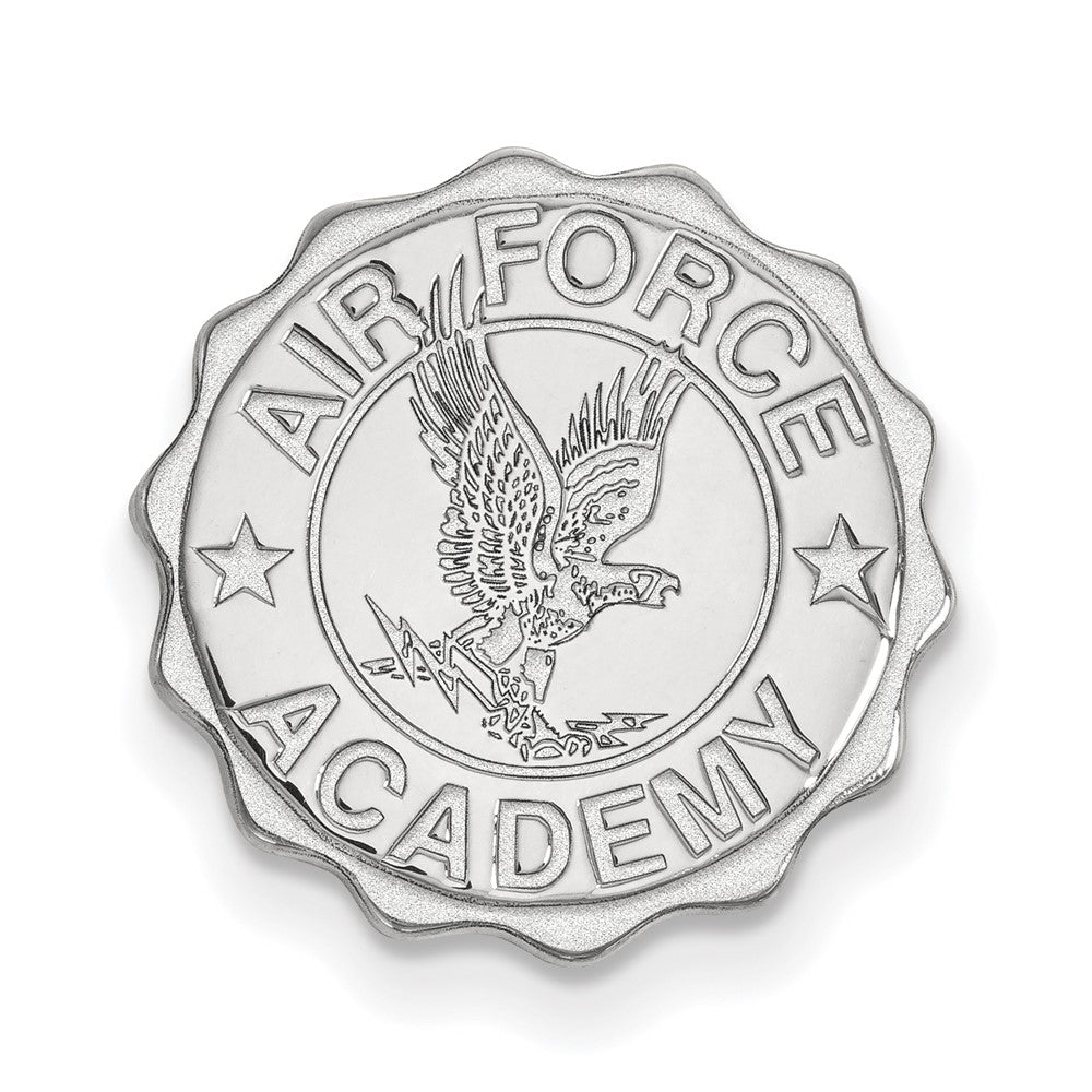 14K White Gold U.S. Air Force Academy Crest 15mm Lapel or Tie Pin, Item M12100 by The Black Bow Jewelry Co.