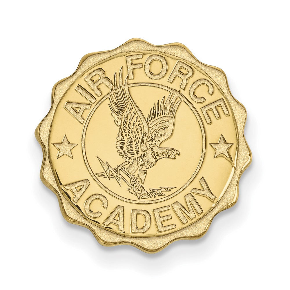 14K Gold Plated Silver Air Force Academy Crest 15mm Lapel or Tie Pin, Item M12104 by The Black Bow Jewelry Co.