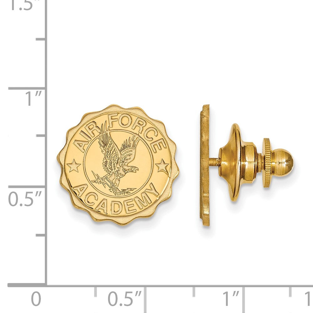 Alternate view of the 14K Gold Plated Silver Air Force Academy Crest 15mm Lapel or Tie Pin by The Black Bow Jewelry Co.