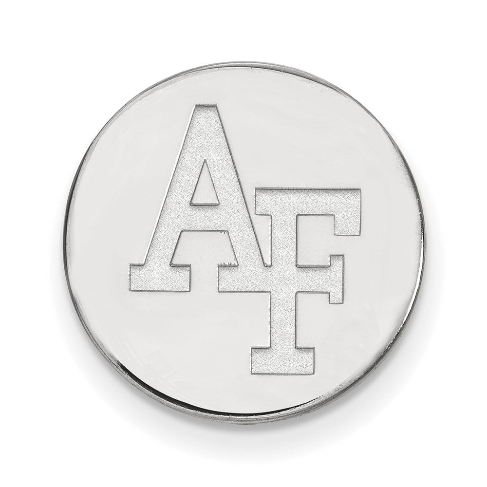Sterling Silver U.S. Air Force Academy 'AF' 15mm Lapel or Tie Pin, Item M12105 by The Black Bow Jewelry Co.