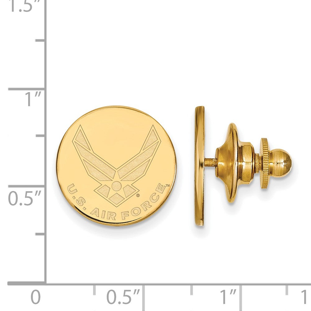 Alternate view of the 14K Gold Plated Silver U.S. Air Force Academy Script 15mm Pin by The Black Bow Jewelry Co.