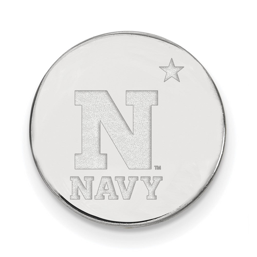 14K White Gold U.S. Naval Academy Logo 15mm Lapel or Tie Pin, Item M12111 by The Black Bow Jewelry Co.