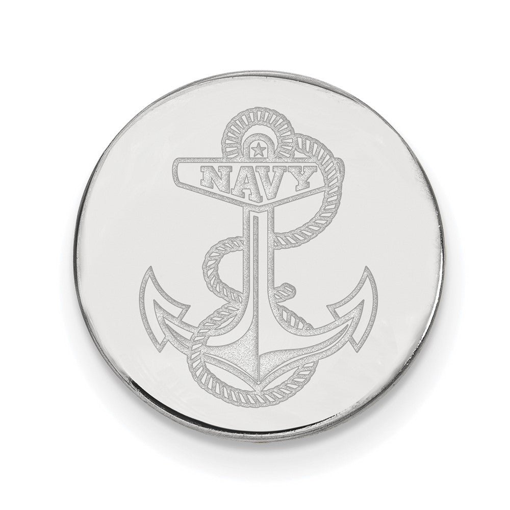 14K White Gold U.S. Naval Academy Anchor 15mm Lapel or Tie Pin, Item M12112 by The Black Bow Jewelry Co.
