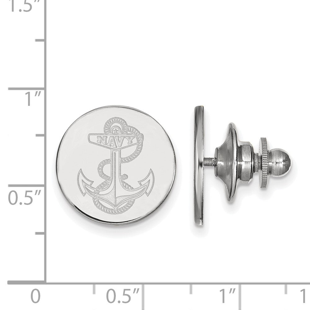 Alternate view of the 14K White Gold U.S. Naval Academy Anchor 15mm Lapel or Tie Pin by The Black Bow Jewelry Co.