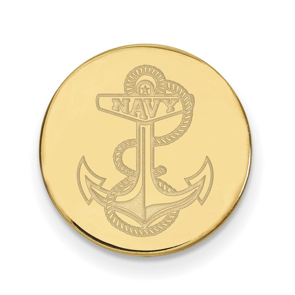 14K Yellow Gold U.S. Naval Academy Anchor 15mm Lapel or Tie Pin, Item M12115 by The Black Bow Jewelry Co.