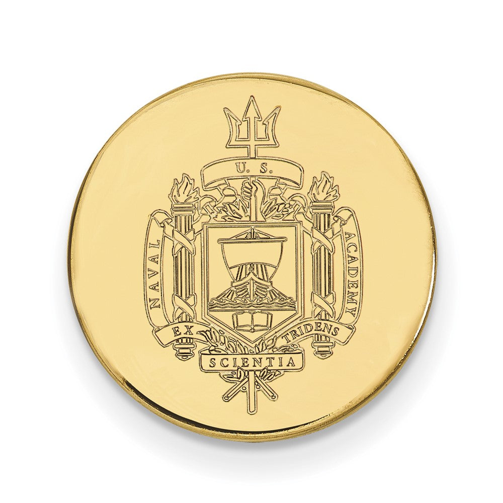 14K Yellow Gold U.S. Naval Academy Crest 15mm Lapel or Tie Pin, Item M12116 by The Black Bow Jewelry Co.