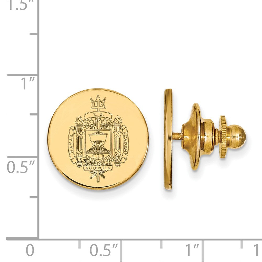 Alternate view of the 14K Yellow Gold U.S. Naval Academy Crest 15mm Lapel or Tie Pin by The Black Bow Jewelry Co.