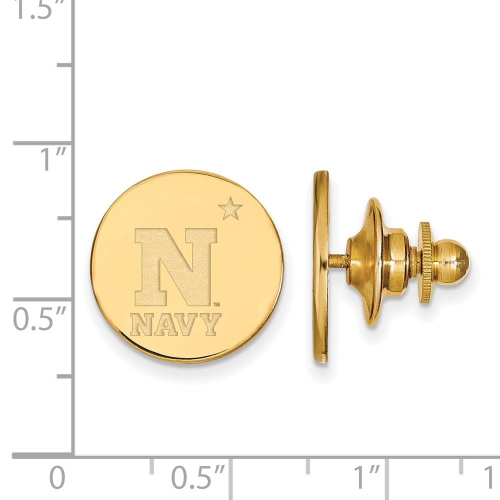 Alternate view of the 14K Gold Plated Silver U.S. Naval Academy Logo 15mm Lapel or Tie Pin by The Black Bow Jewelry Co.