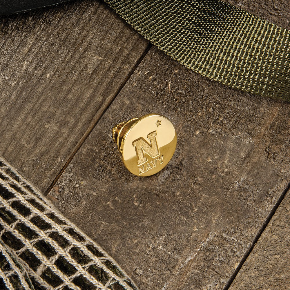 Alternate view of the 14K Gold Plated Silver U.S. Naval Academy Logo 15mm Lapel or Tie Pin by The Black Bow Jewelry Co.