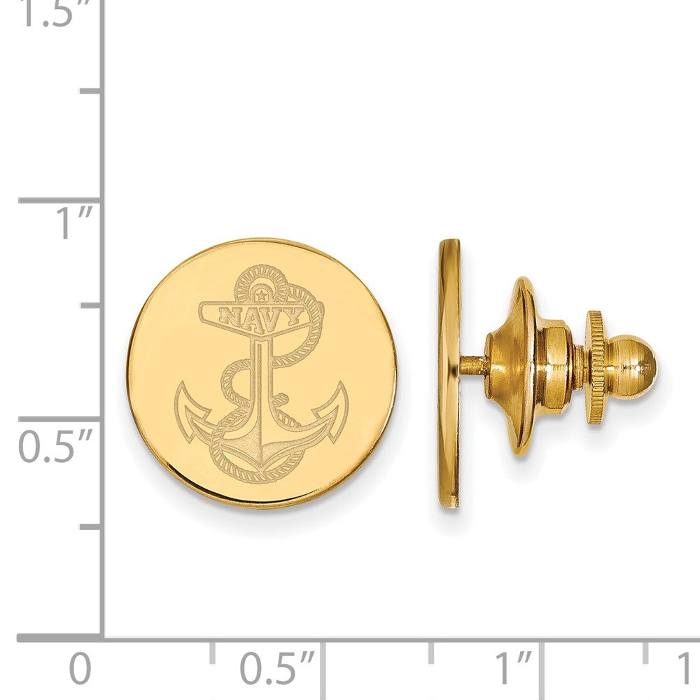 Alternate view of the 14K Gold Plated Silver U.S. Naval Academy Anchor 15mm Lapel or Tie Pin by The Black Bow Jewelry Co.