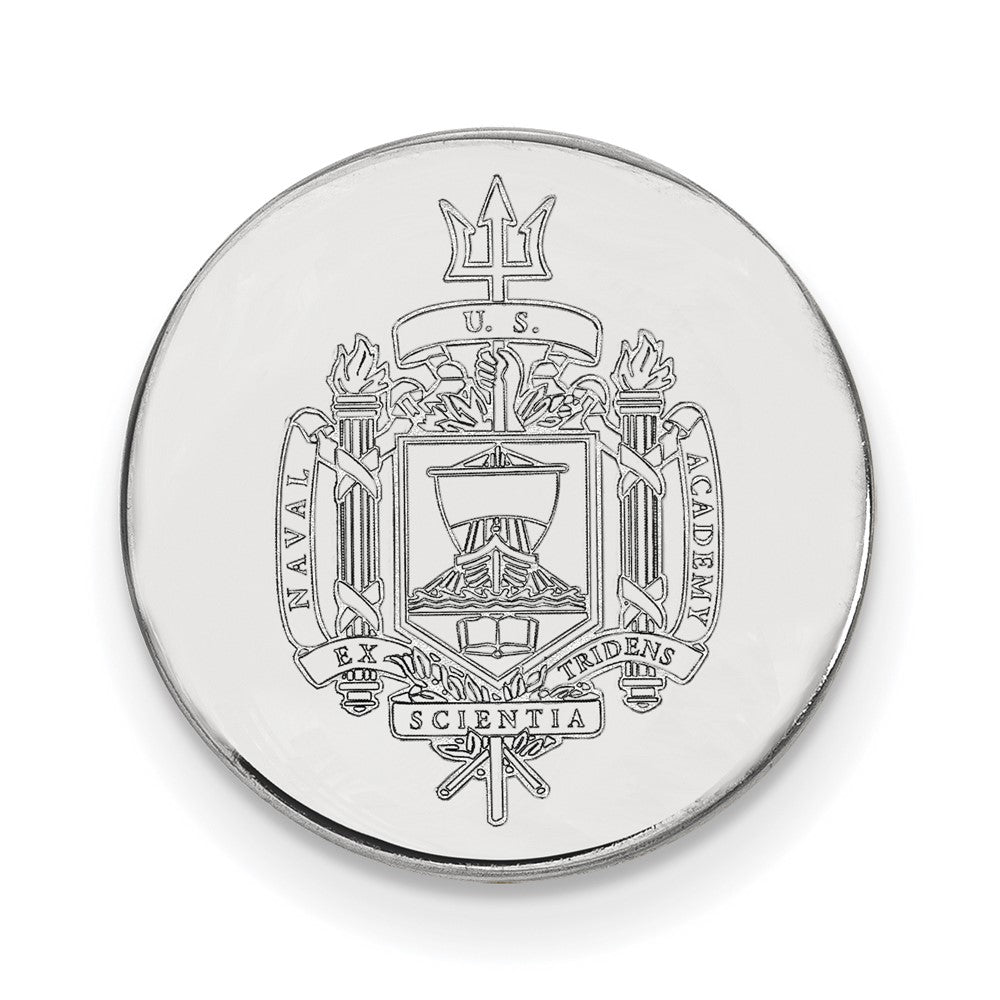 Sterling Silver U.S. Naval Academy Crest 15mm Lapel or Tie Pin, Item M12122 by The Black Bow Jewelry Co.