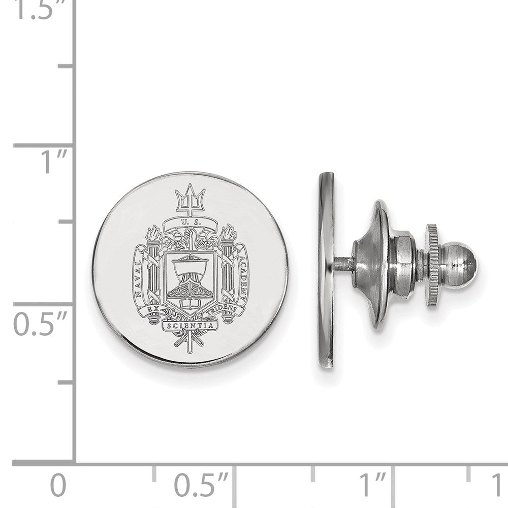 Alternate view of the Sterling Silver U.S. Naval Academy Crest 15mm Lapel or Tie Pin by The Black Bow Jewelry Co.