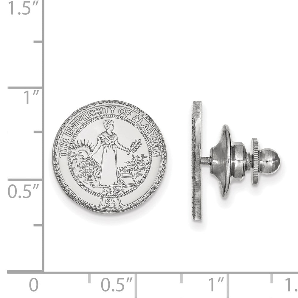 Alternate view of the 14K White Gold University of Alabama Crest 15mm Lapel or Tie Pin by The Black Bow Jewelry Co.