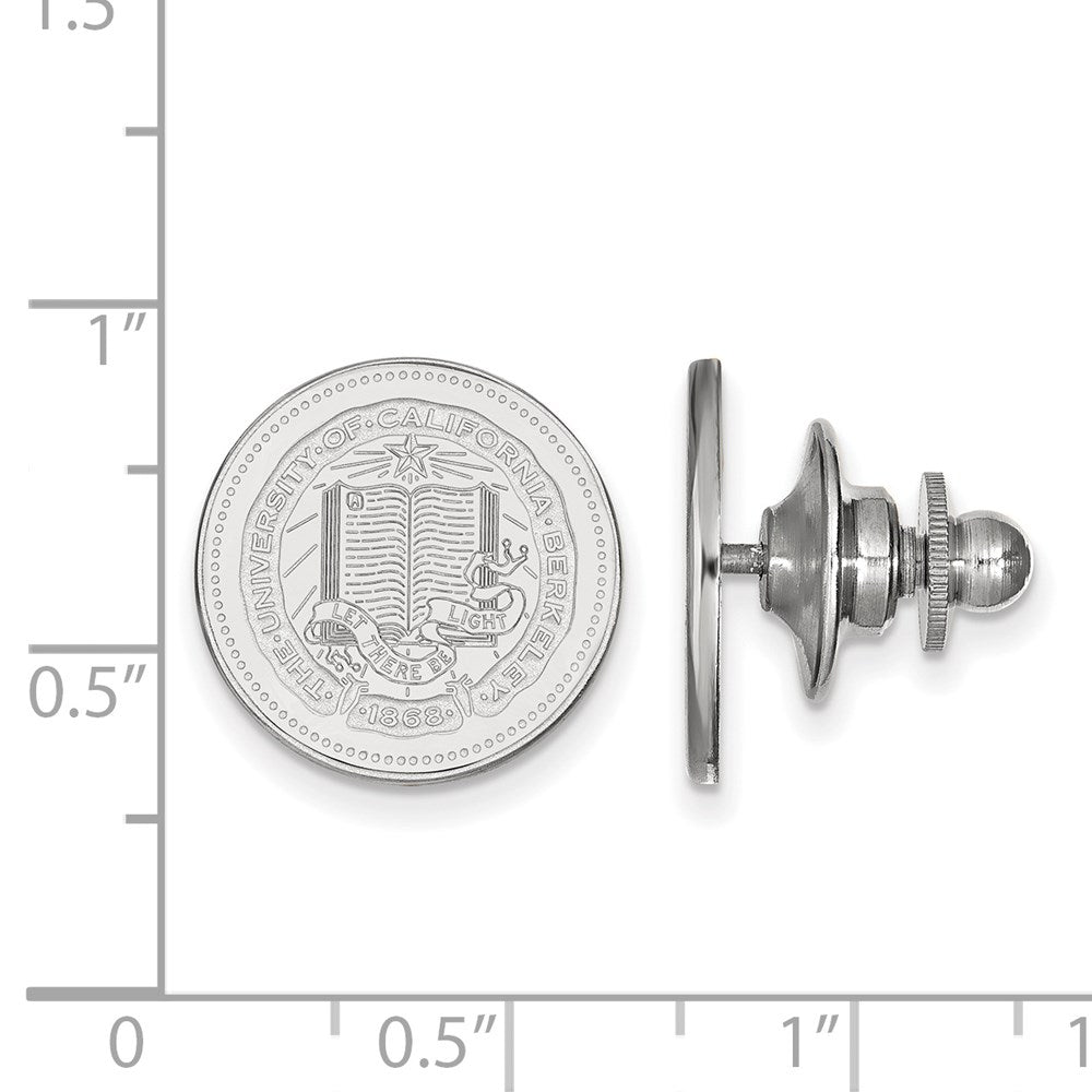Alternate view of the 14K White Gold U. of California Berkeley Crest 16mm Lapel or Tie Pin by The Black Bow Jewelry Co.