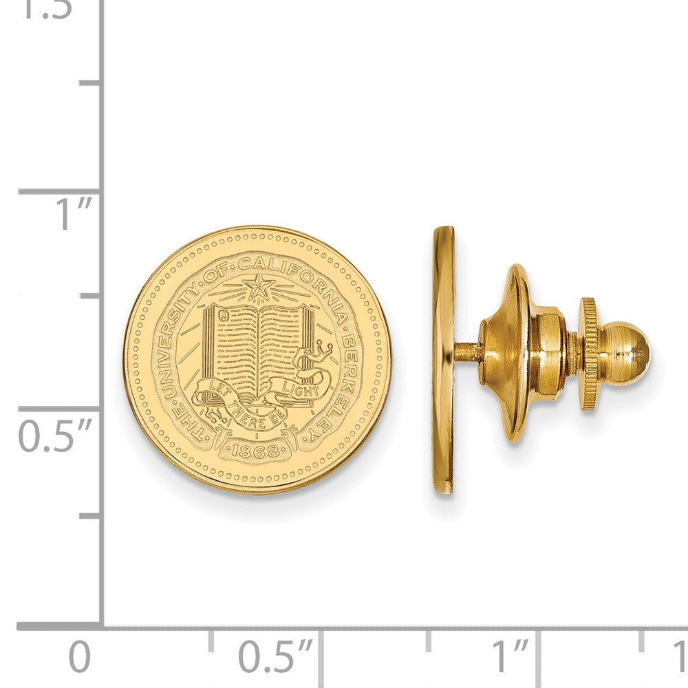 Alternate view of the 14K Yellow Gold U. of California Berkeley Crest 16mm Lapel or Tie Pin by The Black Bow Jewelry Co.